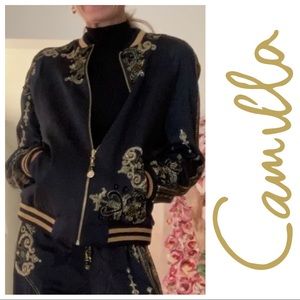 Camilla Limited Edition Black Silk Bomber Jacket Small 🖤